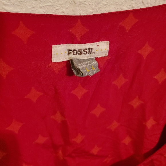 Fossil L Red Printed Silk Dress - Picture 2 of 5